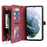 MEGSHI 017 Series Handy Strap Drop-proof Magnetic Absorption Multi-function Zippered Wallet Detachable Leather Cover for Samsung Galaxy S21 FE 5G/S21 Fan Edition - Red - 1