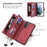 MEGSHI 017 Series Handy Strap Drop-proof Magnetic Absorption Multi-function Zippered Wallet Detachable Leather Cover for Samsung Galaxy S21 FE 5G/S21 Fan Edition - Red - 4