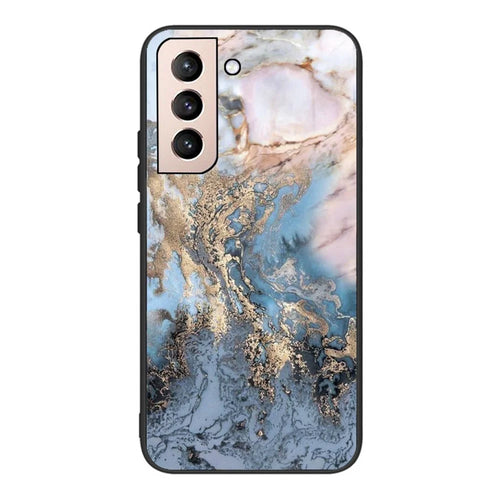 Marble Pattern Anti-drop Anti-scratch Tempered Glass + TPU Phone Back Cover Case for Samsung Galaxy S22 5G - Style U - 1