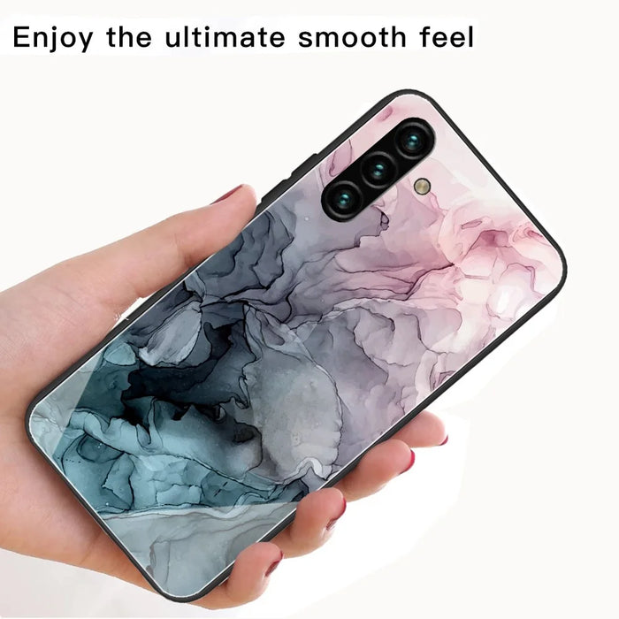 Marble Pattern Tempered Glass Back + Soft TPU Scratch-Proof Protective Case for Samsung Galaxy A13 5G - Style A - 3