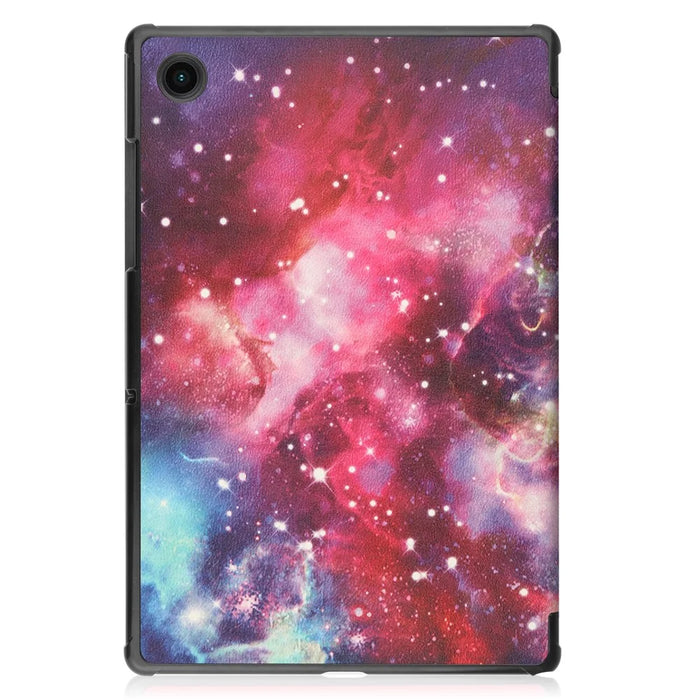 For Samsung Galaxy Tab A8 10.5 (2021) SM-X205 / SM-X200 Trifold Stand Pattern Printing Hard PC Soft PU Leather Tablet Cover  - Nebula - 2