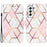 Marble Pattern Splicing Well-Protected Stylish Leather Case Wallet Stand Phone Cover with Handy Strap for Samsung Galaxy S22 5G - Pink/White - 1