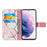 Marble Pattern Splicing Well-Protected Stylish Leather Case Wallet Stand Phone Cover with Handy Strap for Samsung Galaxy S22 5G - Pink/White - 4