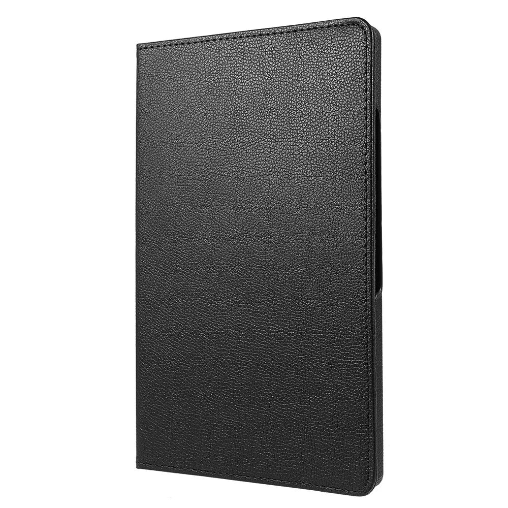 For Samsung Galaxy Tab A8 10.5 (2021) Litchi Texture PU Leather 360 Degree Swivel Stand Protective Tablet Case with Elastic Band - Black - 3