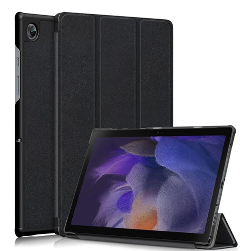 Simple Style Trifold Stand PU Leather Hard PC Inner Shockproof Protective Tablet Cover for Samsung Galaxy Tab A7 Lite 8.7-inch 2021 SM-T220 - Black - 1