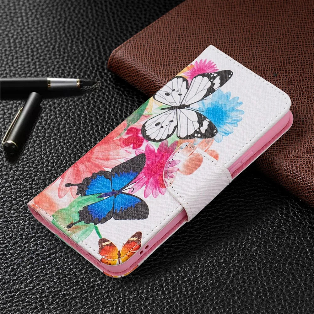 Stylish Pattern Printing PU Leather Wallet Case Stand Magnetic Closure Flip Cover for Samsung Galaxy S22 5G - Two Butterflies - 6