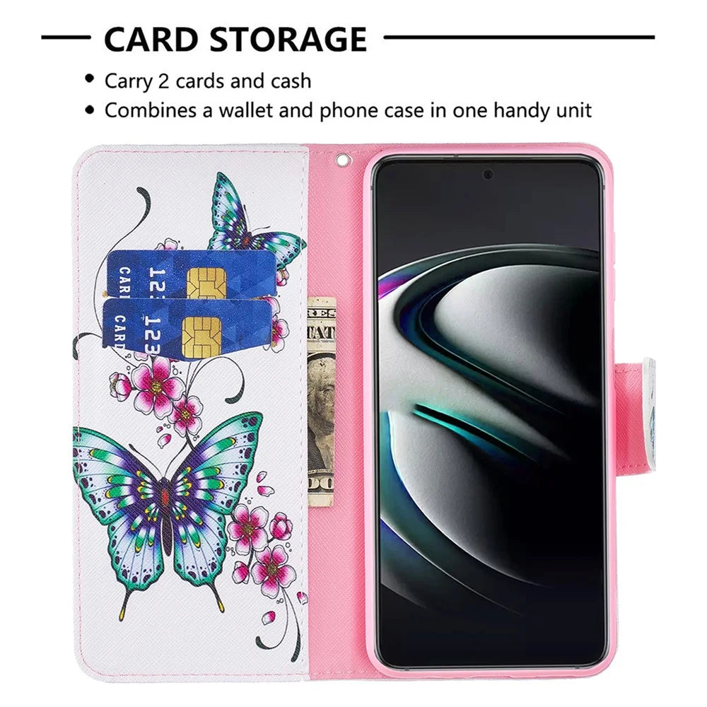 Pattern Printing PU Leather Flip Magnetic Cover Wallet Stand All-Round Protective Case for Samsung Galaxy S22+ 5G - Peach Blossom and Flower - 5