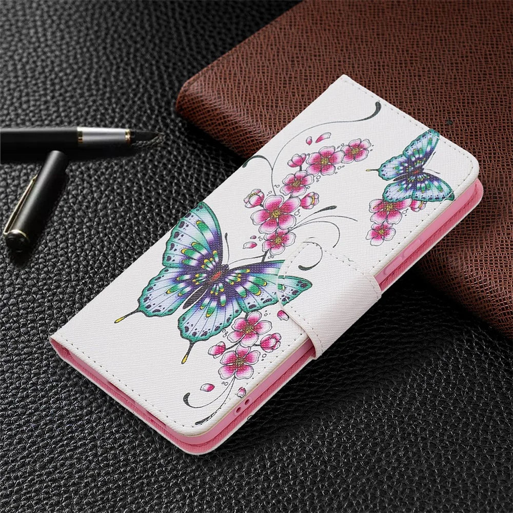 Pattern Printing PU Leather Flip Magnetic Cover Wallet Stand All-Round Protective Case for Samsung Galaxy S22+ 5G - Peach Blossom and Flower - 6