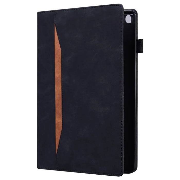 For Samsung Galaxy Tab A8 10.5 (2021) Front Pocket Design Business Style PU Leather Folio Flip Wallet Tablet Case with Stand - Black - 4