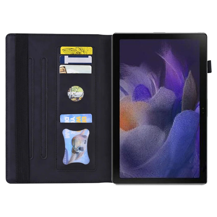 For Samsung Galaxy Tab A8 10.5 (2021) Front Pocket Design Business Style PU Leather Folio Flip Wallet Tablet Case with Stand - Black - 5