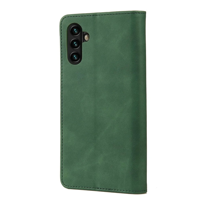 Flip Phone Case Shockproof Business Scratch-resistant Splicing Leather Wallet Shell for Samsung Galaxy A13 5G / A04s 4G (164.7mm) - Green - 3