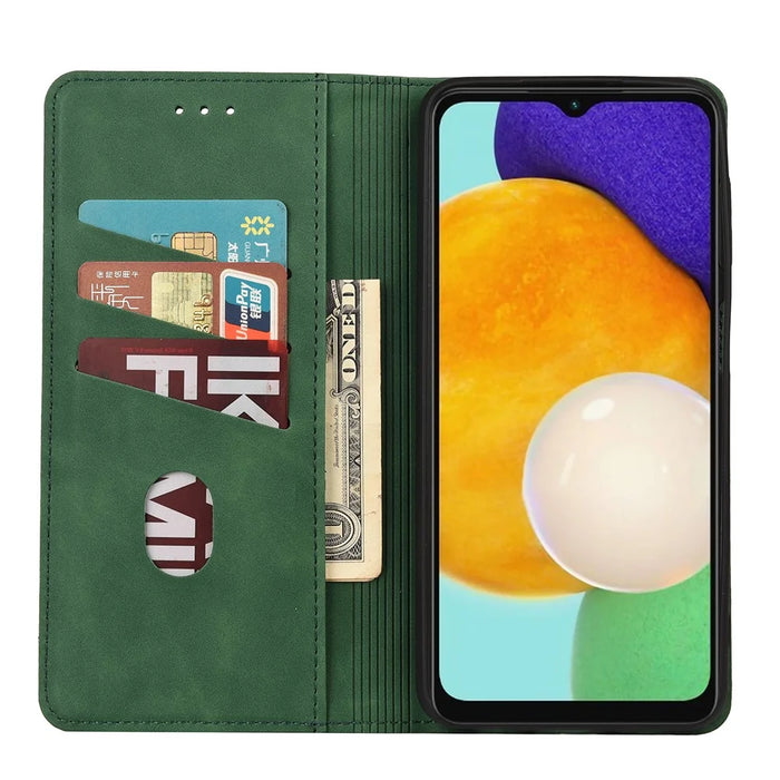 Flip Phone Case Shockproof Business Scratch-resistant Splicing Leather Wallet Shell for Samsung Galaxy A13 5G / A04s 4G (164.7mm) - Green - 4