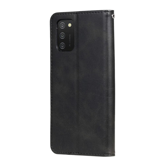 PU Leather Phone Case Drop-Resistant Folio Flip Stand Wallet Zipper Pocket Design Case for Samsung Galaxy A03s (164.2mm) - Black - 3