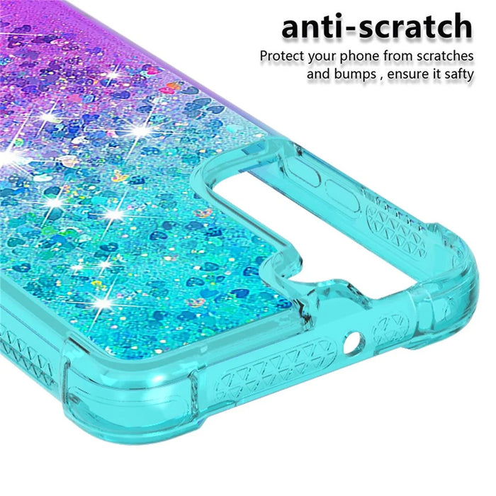 Gradient Quicksand Series Soft TPU Liquid Floating Protective Phone Case for Samsung Galaxy S22 5G - Sky Blue/Purple - 2