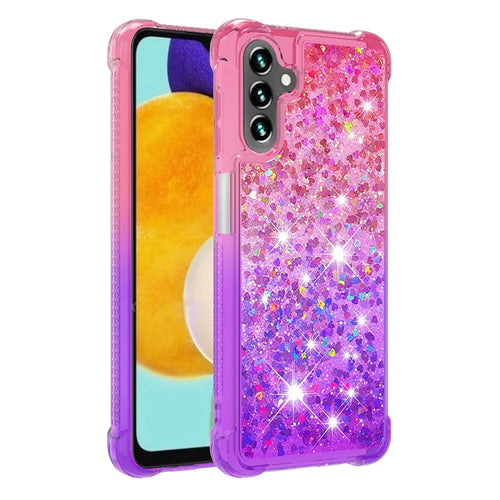Glitter Quicksand Effect Gradient Color Soft TPU Clear Cute Phone Case for Samsung Galaxy A13 5G / A04s 4G (164.7mm) - Pink / Purple - 1