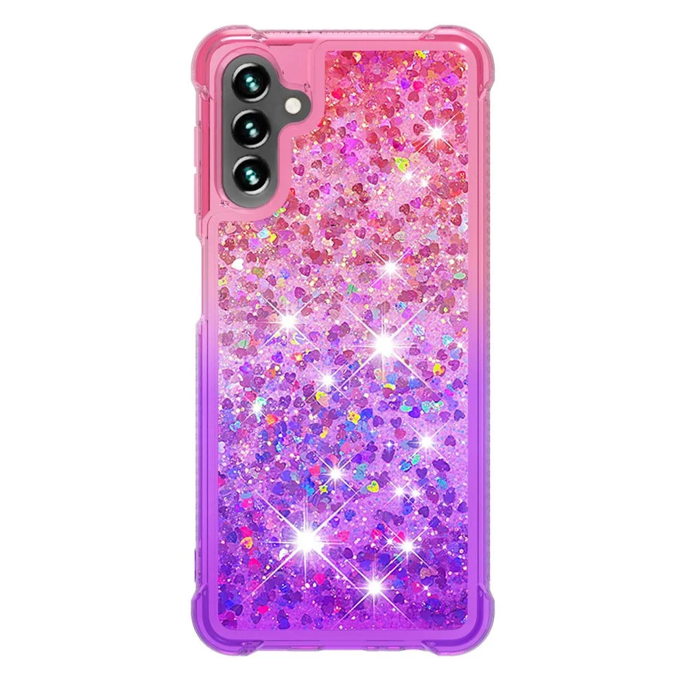 Glitter Quicksand Effect Gradient Color Soft TPU Clear Cute Phone Case for Samsung Galaxy A13 5G / A04s 4G (164.7mm) - Pink / Purple - 2