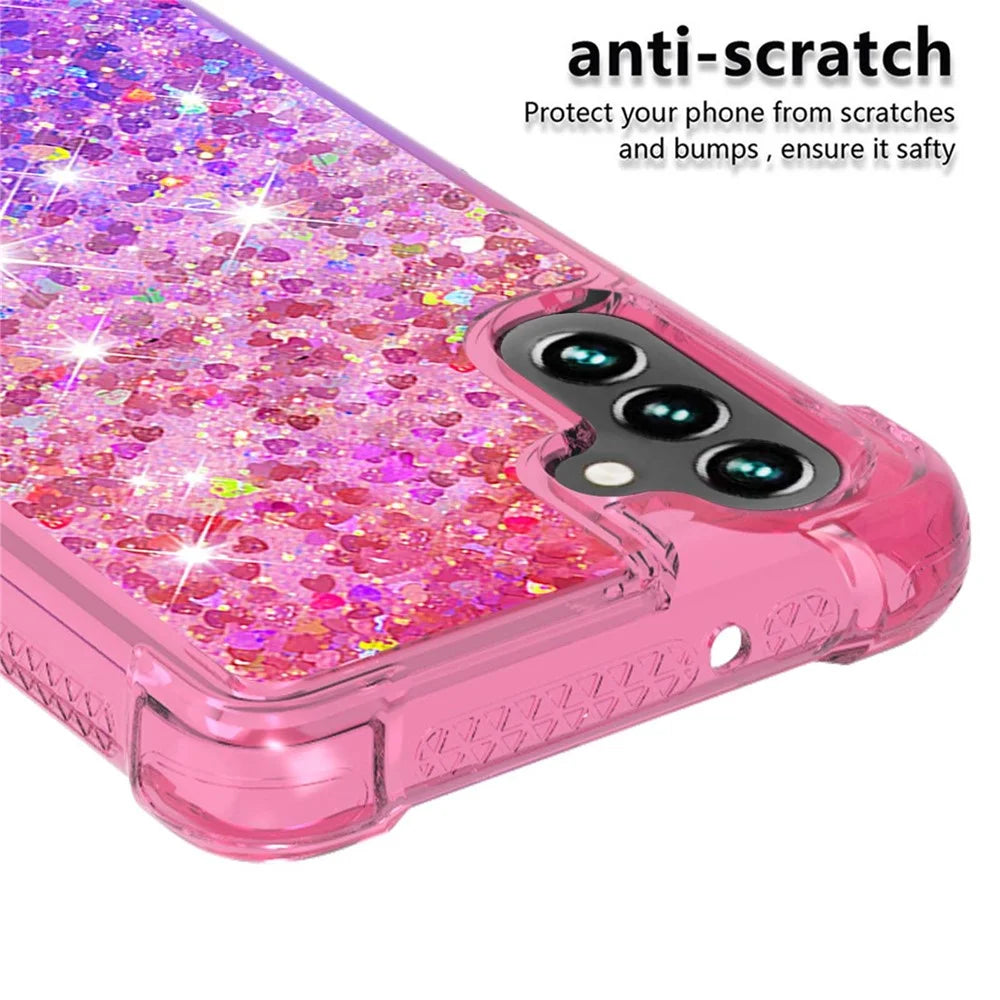 Glitter Quicksand Effect Gradient Color Soft TPU Clear Cute Phone Case for Samsung Galaxy A13 5G / A04s 4G (164.7mm) - Pink / Purple - 3