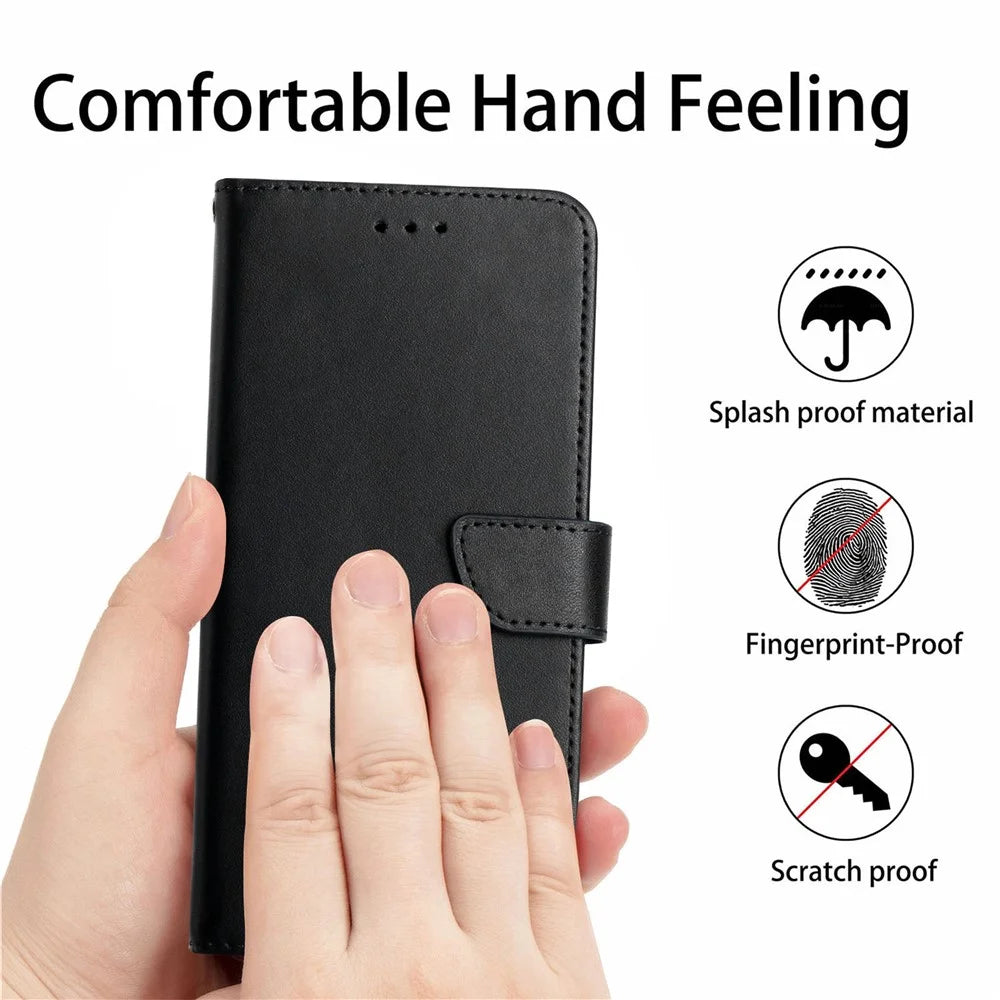 Nappa Texture Anti-fingerprint Shockproof Genuine Leather Wallet Stand Protective Phone Case for Samsung Galaxy A12/M12 - Black - 6