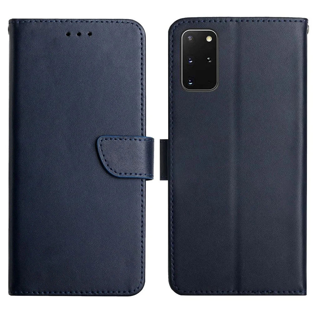 Magnetic Clasp Nappa Texture Case Wallet Genuine Leather Cover with Stand for Samsung Galaxy S20 Plus 4G/5G - Blue - 1