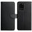 Solid Color Nappa Texture Case Wallet Genuine Leather Fingerprint-proof Scratch-proof Phone Cover with Stand for Samsung Galaxy S20 Ultra - Black - 1