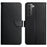 Solid Color Nappa Texture Case Wallet Genuine Leather Drop-proof Phone Shell Case with Stand for Samsung Galaxy S22+ 5G - Black - 1