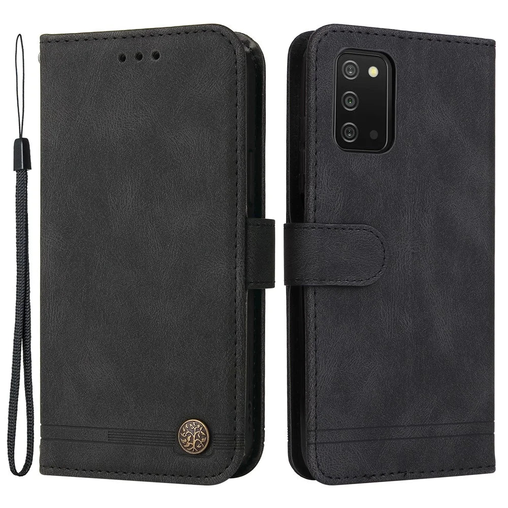 For Samsung Galaxy A03s (164.2mm) Leather Wallet Cases Skin Touch Phone Cover Stand with Strap - Black - 1