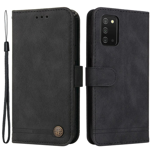 For Samsung Galaxy A03s (164.2mm) Leather Wallet Cases Skin Touch Phone Cover Stand with Strap - Black - 1