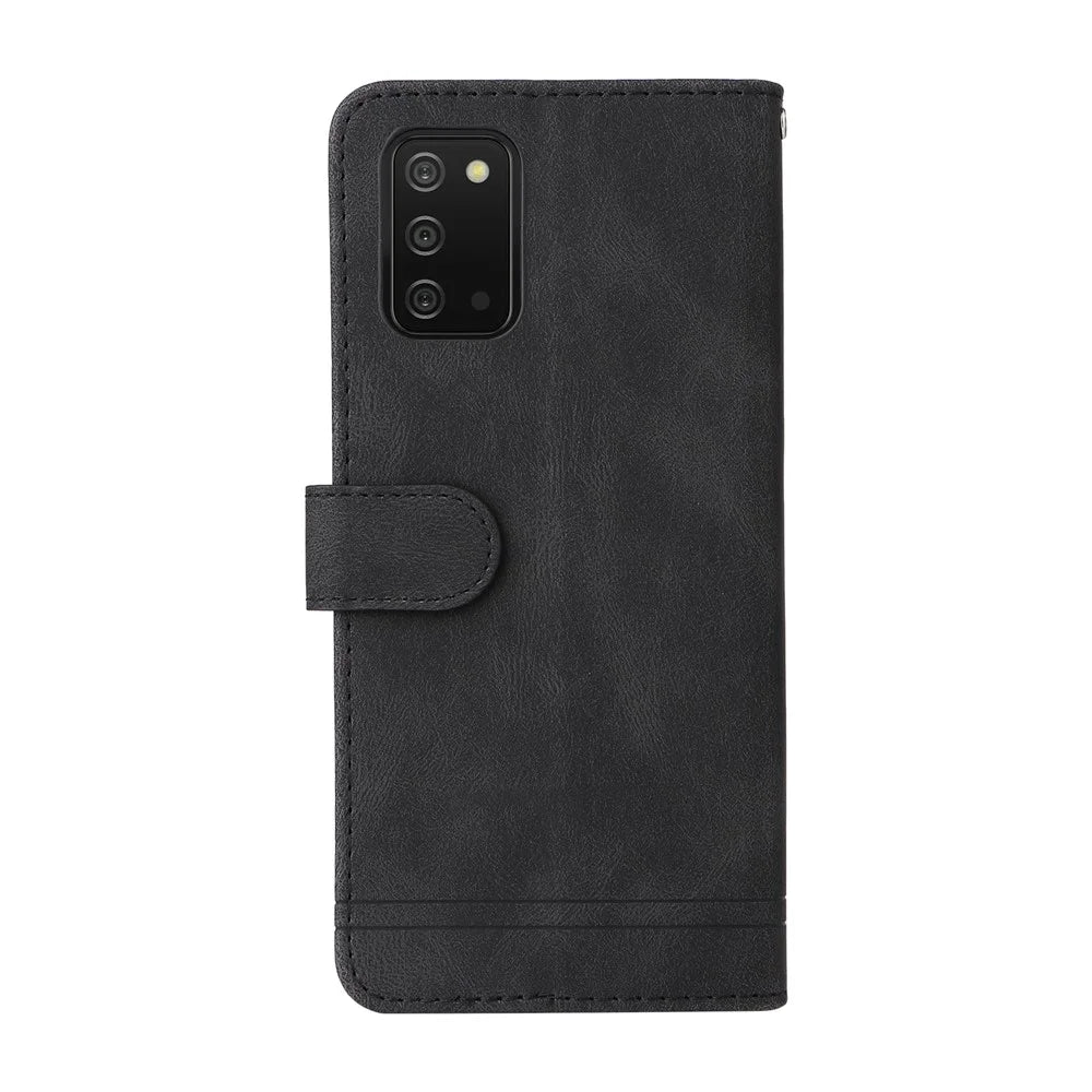 For Samsung Galaxy A03s (164.2mm) Leather Wallet Cases Skin Touch Phone Cover Stand with Strap - Black - 3