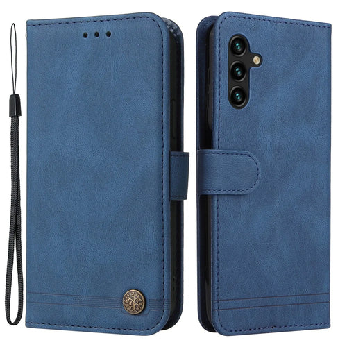 For Samsung Galaxy A13 5G / A04s 4G (164.7mm) Leather Wallet Cases Skin Touch Phone Cover Stand with Strap - Blue - 1