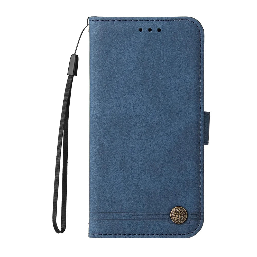 For Samsung Galaxy A13 5G / A04s 4G (164.7mm) Leather Wallet Cases Skin Touch Phone Cover Stand with Strap - Blue - 2