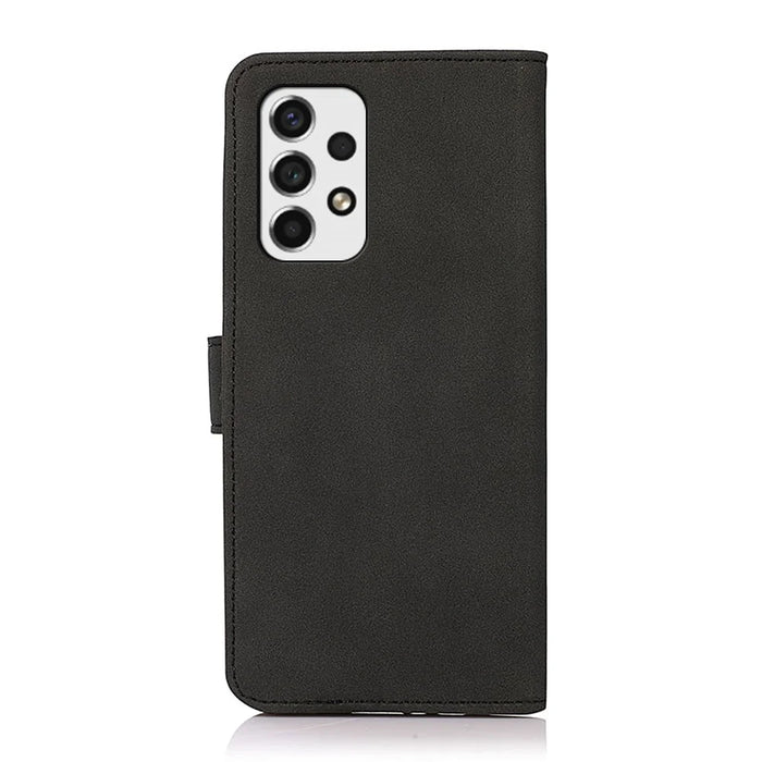 KHAZNEH Dual-sided Magnetic Clasp Textured PU Leather Phone Case Shell with Stand Wallet for Samsung Galaxy A53 5G - Black - 3