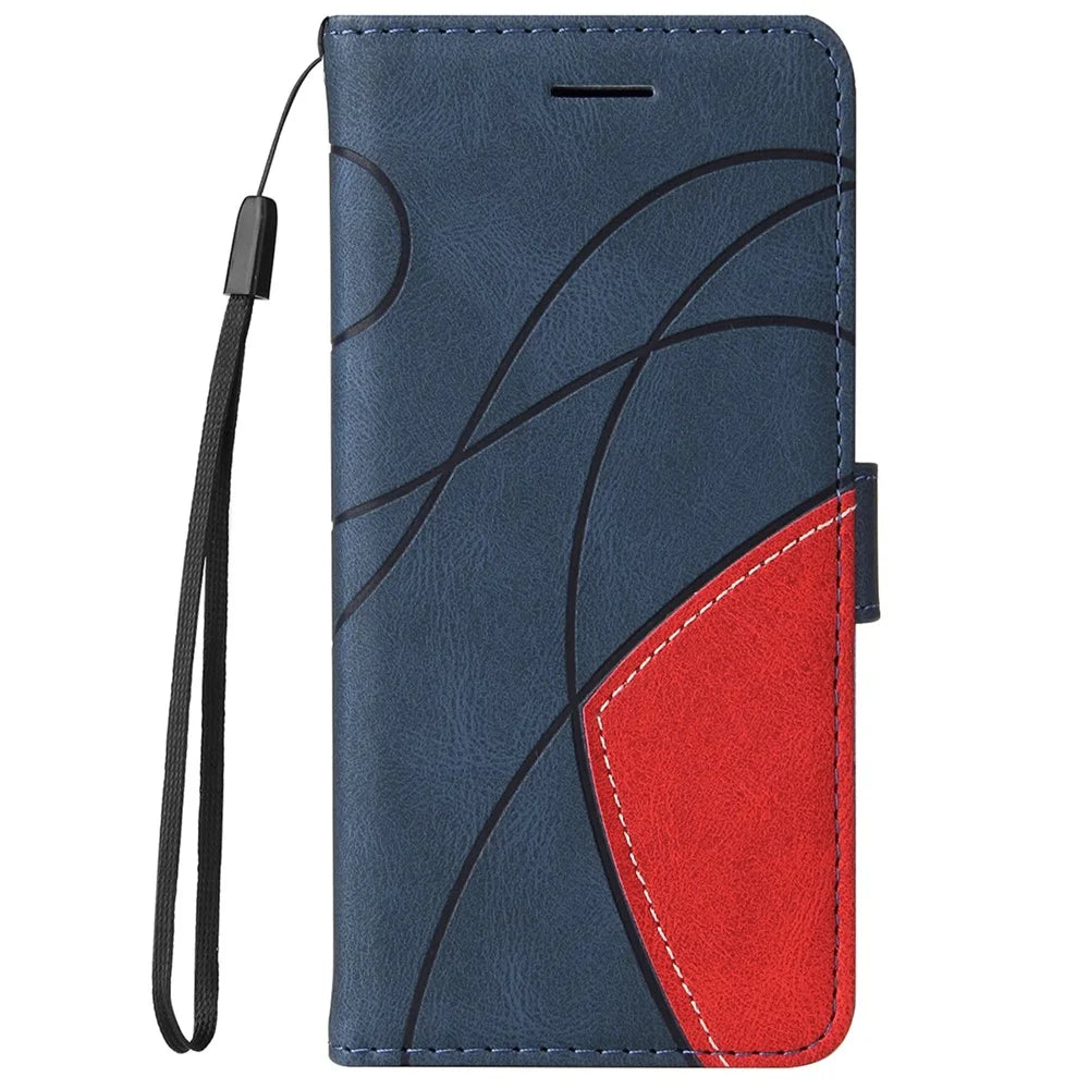 For Samsung Galaxy A13 5G / A04s 4G (164.7mm) Leather Case Wallet Stand Color Splicing Phone Cover - Blue - 2