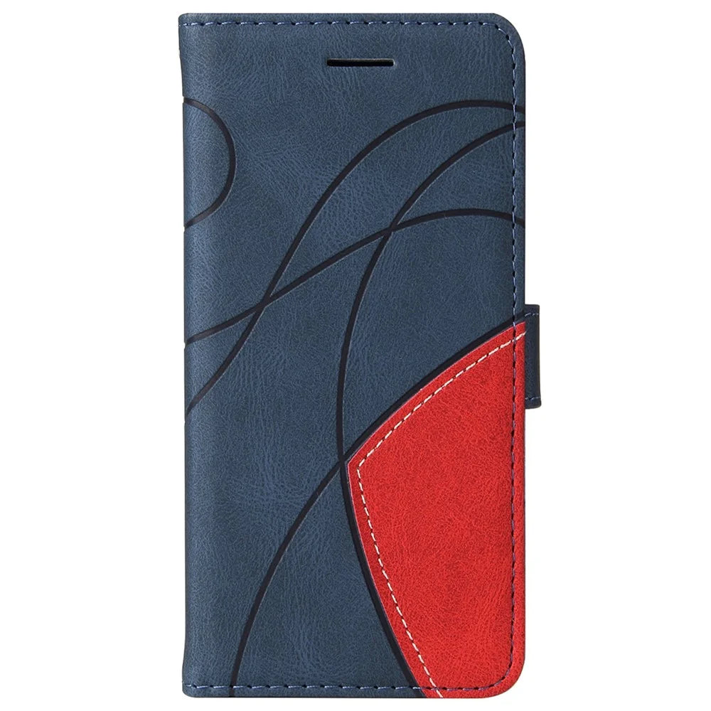 For Samsung Galaxy A13 5G / A04s 4G (164.7mm) Leather Case Wallet Stand Color Splicing Phone Cover - Blue - 3