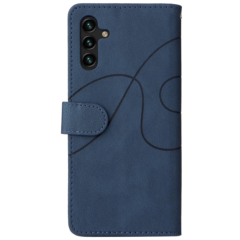 For Samsung Galaxy A13 5G / A04s 4G (164.7mm) Leather Case Wallet Stand Color Splicing Phone Cover - Blue - 4