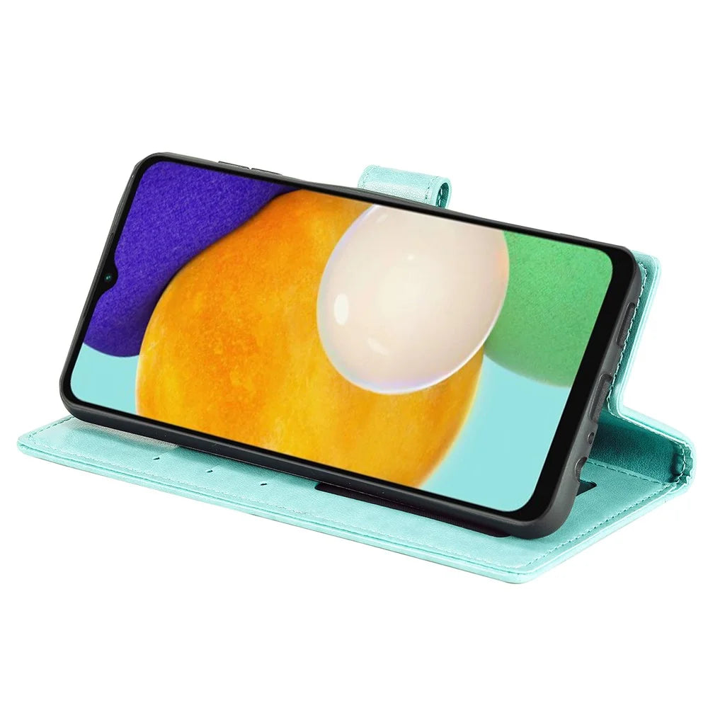 PU Leather Totem Mandala Imprint Wallet Case Stand Cover with Strap for Samsung Galaxy A13 5G / A04s 4G (164.7mm) - Green - 5