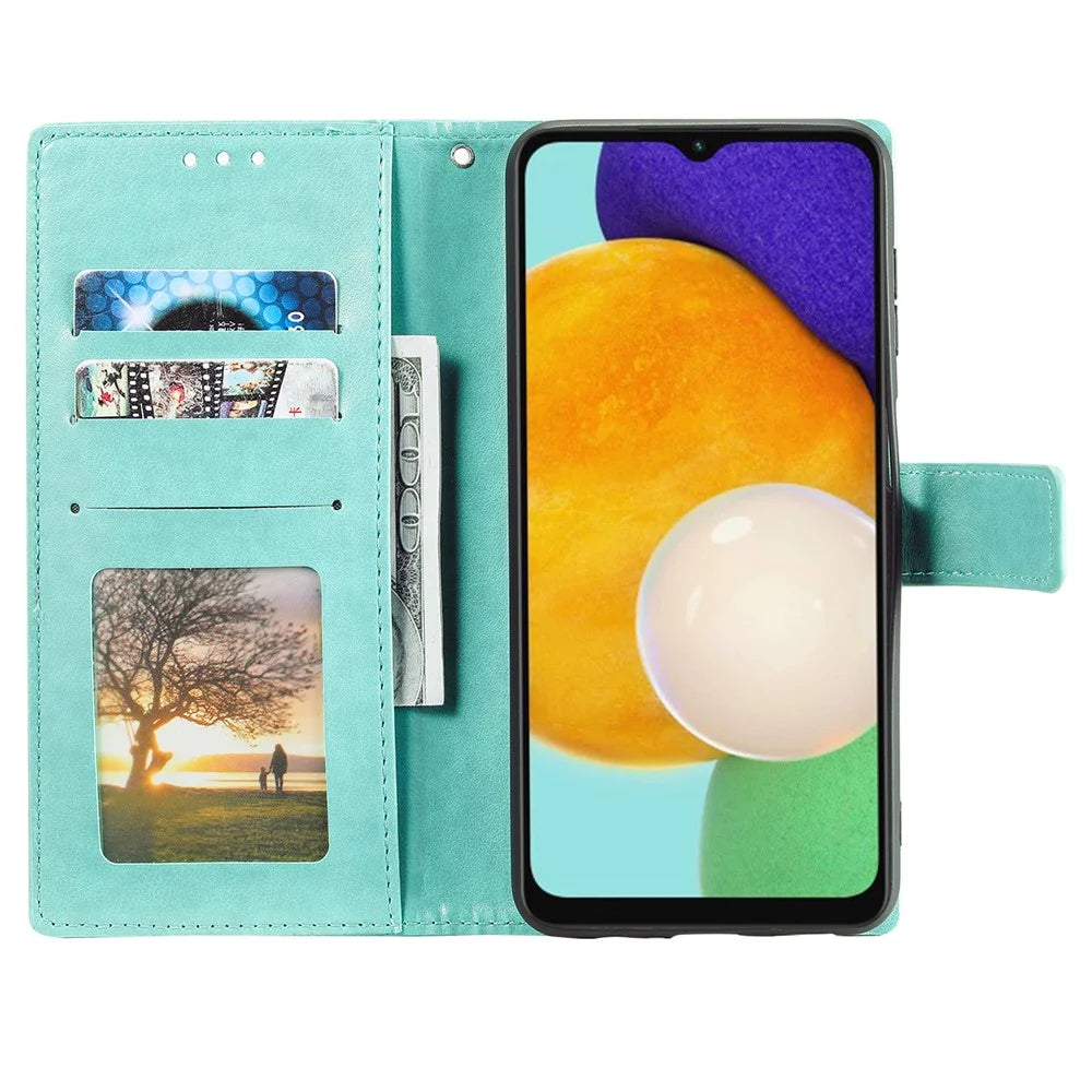 PU Leather Totem Mandala Imprint Wallet Case Stand Cover with Strap for Samsung Galaxy A13 5G / A04s 4G (164.7mm) - Green - 6