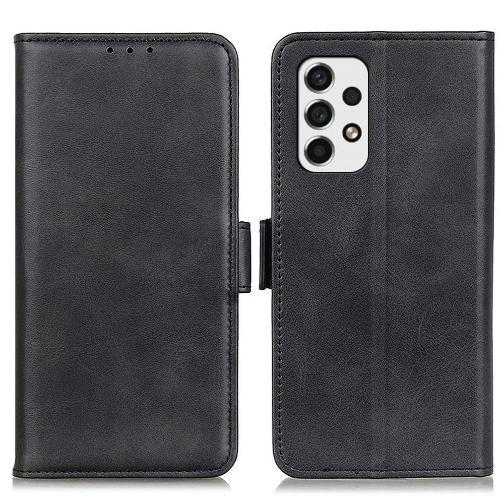 For Samsung Galaxy A53 5G Leather Cover + Inner TPU Phone Case Shell with Stand Wallet - Black - 1