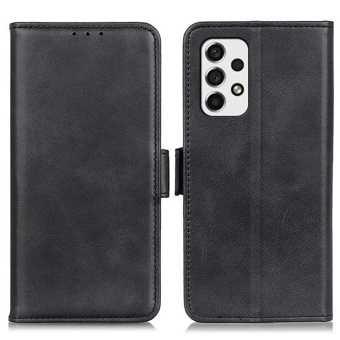 For Samsung Galaxy A53 5G Leather Cover + Inner TPU Phone Case Shell with Stand Wallet - Black - 1