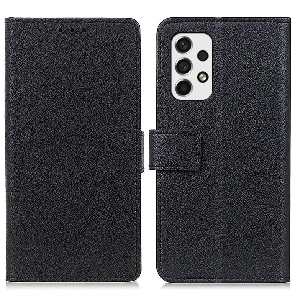 Magnetic PU Leather Stand Wallet Flip Cover Shockproof TPU Interior Protective Case for Samsung Galaxy A53 5G - Black - 1