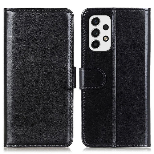 Leather Case Crazy Horse Texture Wallet Design Phone Cover Stand Shell for Samsung Galaxy A53 5G - Black - 1