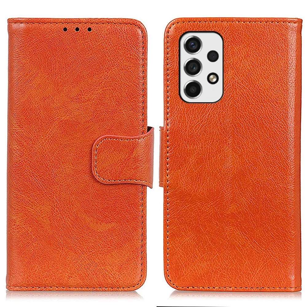 Nappa Texture Split Leather Cover + TPU Phone Case with Stand Wallet for Samsung Galaxy A53 5G - Orange - 1