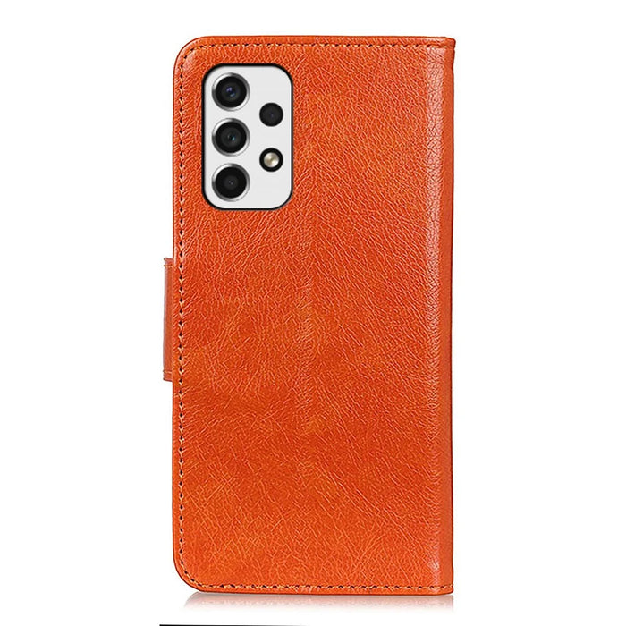 Nappa Texture Split Leather Cover + TPU Phone Case with Stand Wallet for Samsung Galaxy A53 5G - Orange - 3