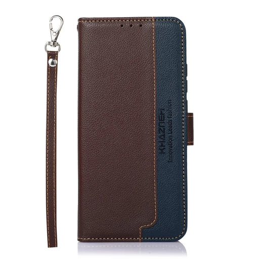 KHAZNEH RFID Blocking Litchi Texture PU Leather Cover Stand Wallet Magnetic Closure Cover for Samsung Galaxy A53 5G - Brown - 2