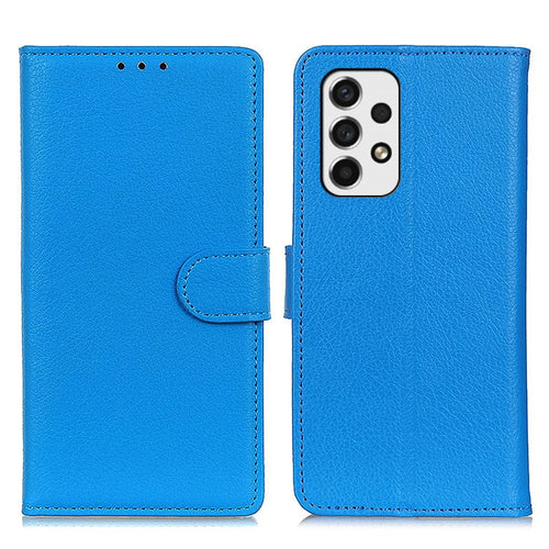 Litchi Texture PU Leather Magnetic Case Wallet Stand Shockproof Flip Protective Cover for Samsung Galaxy A53 5G - Blue - 1
