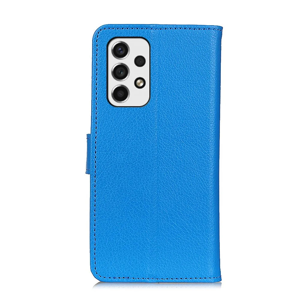 Litchi Texture PU Leather Magnetic Case Wallet Stand Shockproof Flip Protective Cover for Samsung Galaxy A53 5G - Blue - 3