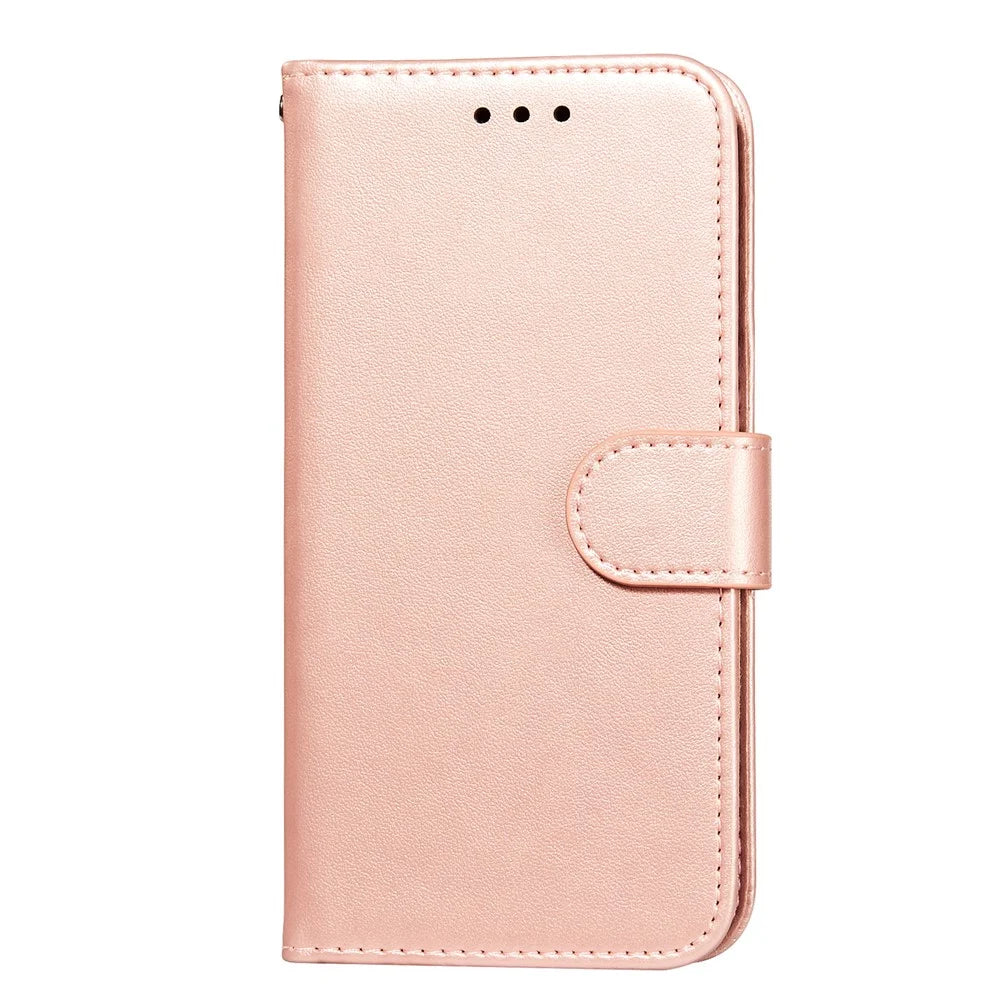 Anti-scratch Phone Covering TPU+PU Leather Wallet Stand Flip Smart Phone Case for Samsung Galaxy S22 5G - Rose Gold - 2