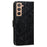 Stand Feature PU Leather Flip Imprinting Mandala Flower Wallet Phone Case with Strap for Samsung Galaxy S22+ 5G - Black - 3