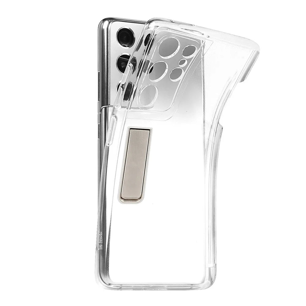 Kickstand Flexible Soft TPU Transparent Protective Case with Pen Holder Slot for Samsung Galaxy S21 Ultra 5G - 7