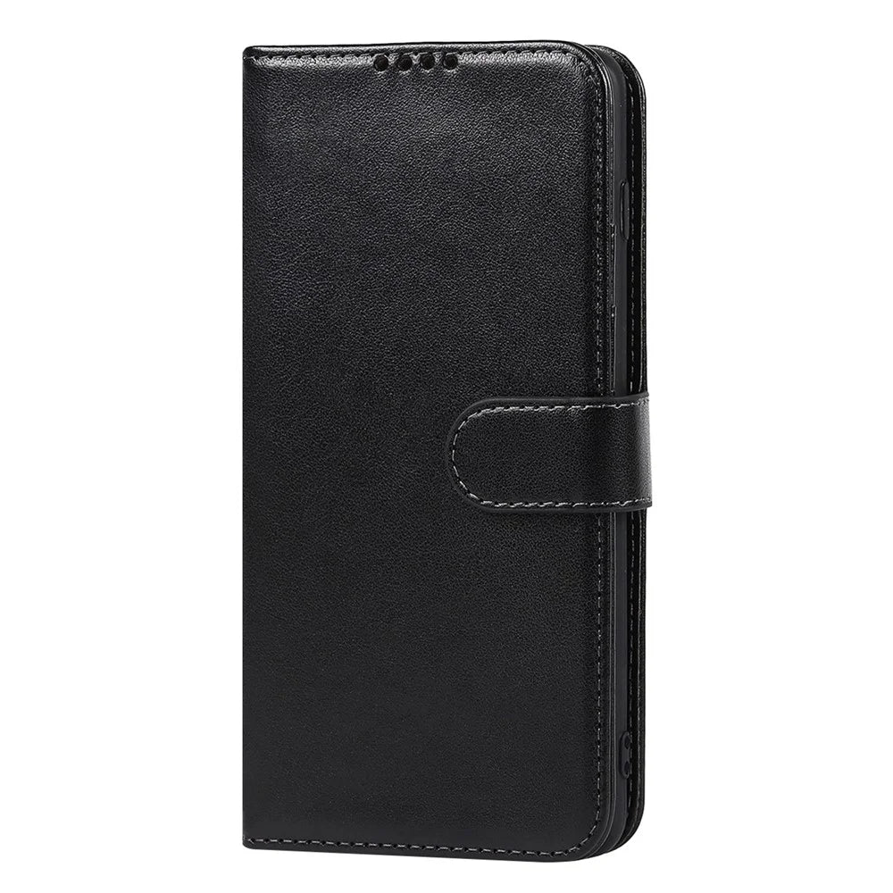 R61 Texture Felled Seam Phone Case Wrist Strap Anti-drop PU Leather Wallet Cover with Stand for Samsung Galaxy S10 - Black - 2