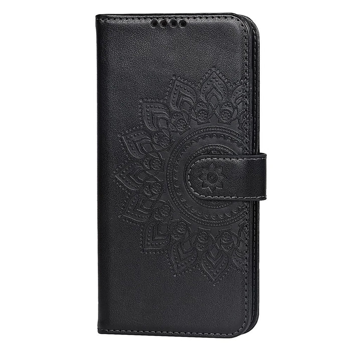 R61 Texture Felled Seam Phone Case Pattern Imprinted Stylish PU Leather Wallet Cover with Stand for Samsung Galaxy S10 - Black - 2